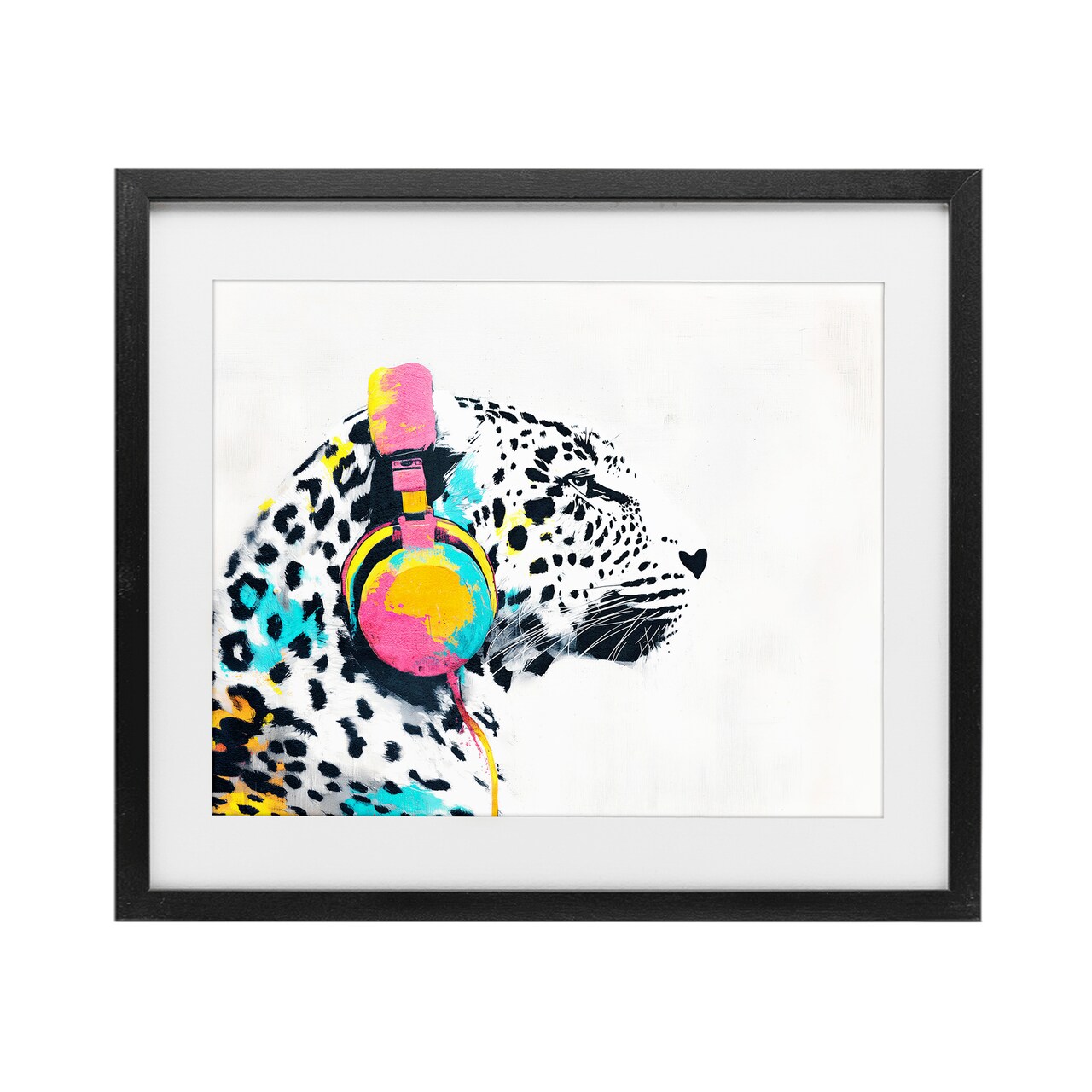 Stupell Industries Leopard On Air Headphones Framed Print Under Glass, design by Svetlana Aleynikova